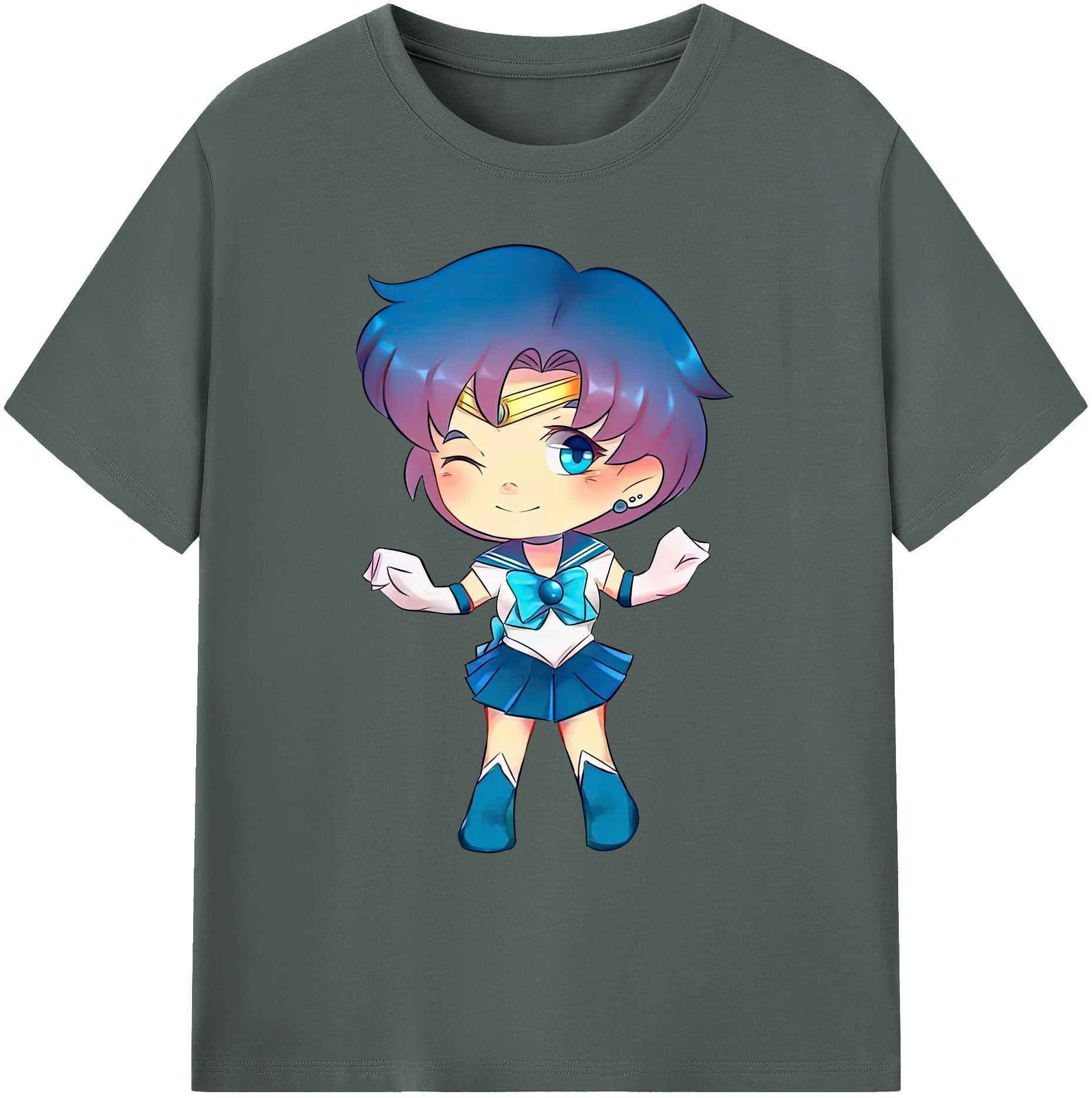（画像用） 美少女戦士セーラームーン 水野 亜美 みずの あみ Sailor Moon Mizuno Ami 綿100％ メンズ半袖Tシャツ｜肌触りやわらか＆通気性
